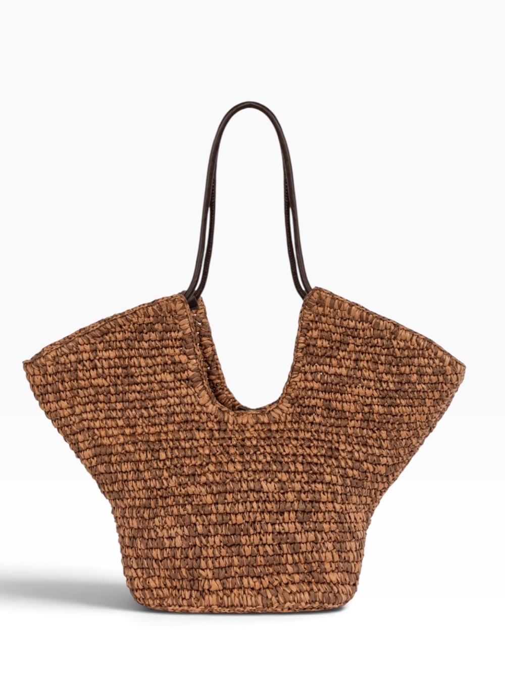 SAM EDELMAN Woven Straw Tote Bag with Dark Brown Handles w/pouch